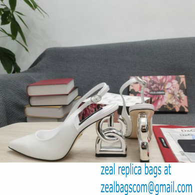 Dolce  &  Gabbana Heel 10.5cm Slingbacks White with DG Heel 2022